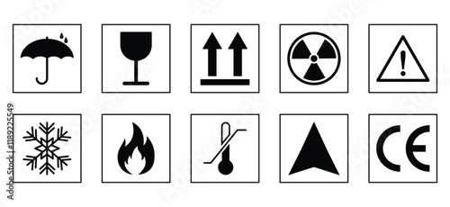 Collection of Industrial Safety and Warning Icon Isolated on White Background