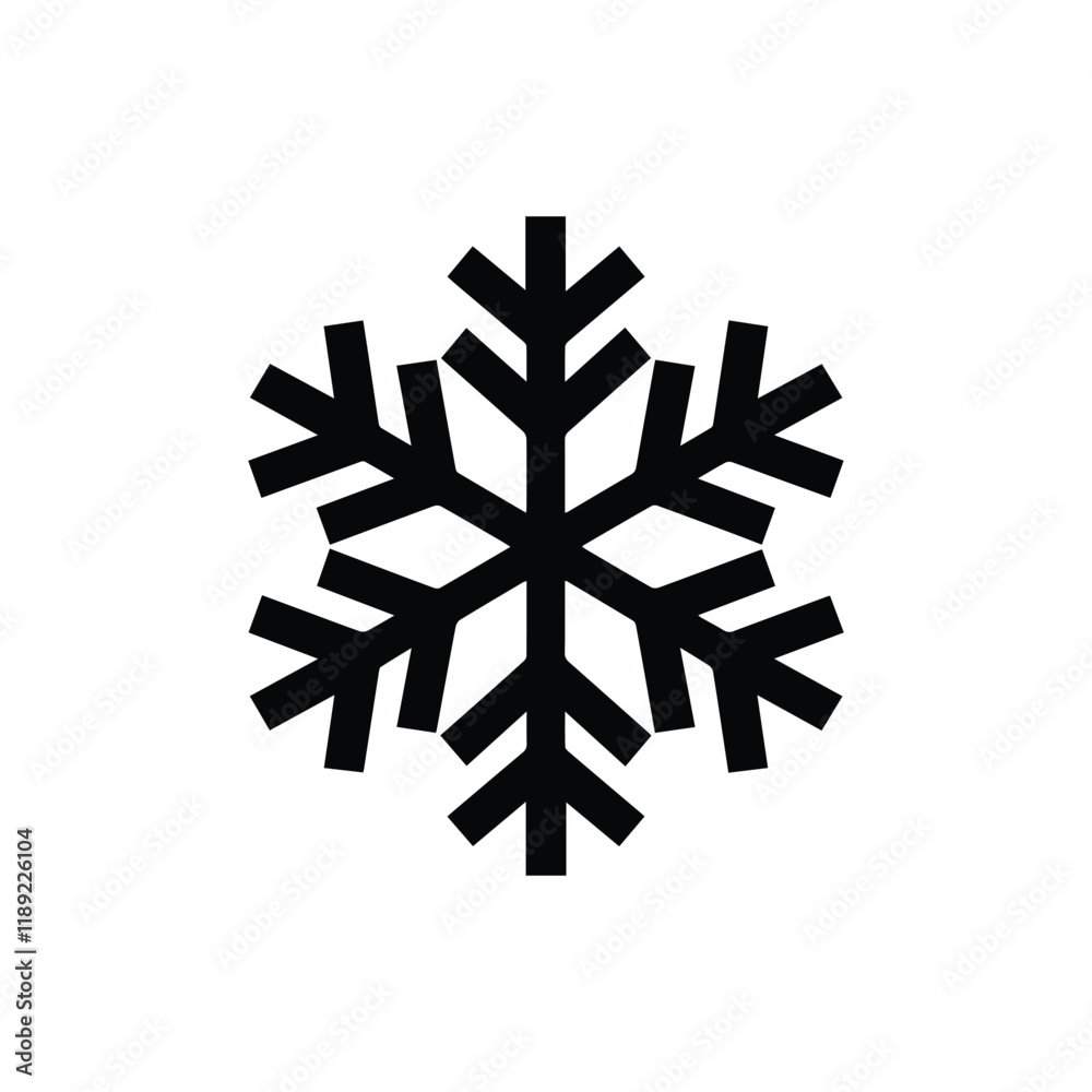 Silhouette Snowflake Symbol Design Isolated on White Background Silhouette Snowflake Symbol Design Isolated on White Background