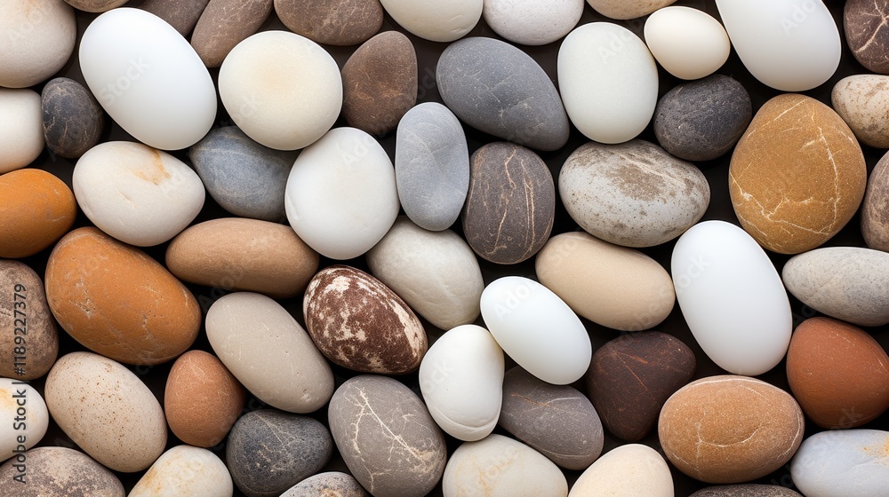 Natural Pebble Texture Background with Colorful and Varied Stones on Surface Natural Pebble Texture Background with Colorful and Varied Stones on Surface