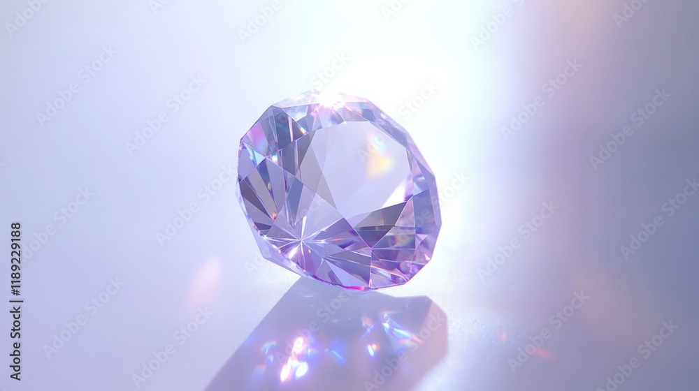 a faceted pale purple gemstone with a light background a faceted pale purple gemstone with a light background