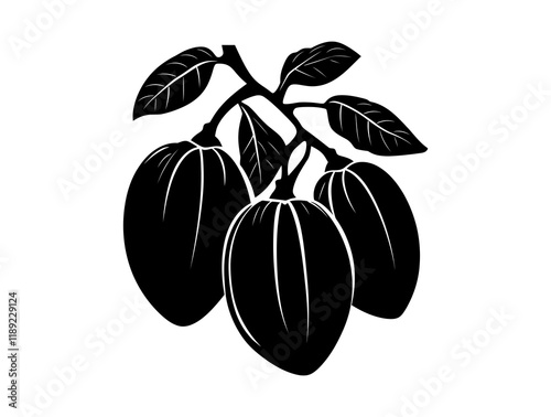 Pawpaw tree silhouette vector illustrationc photo