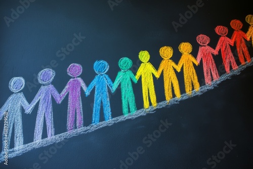 Paper chain of colorful figures symbolizing diversity and unity