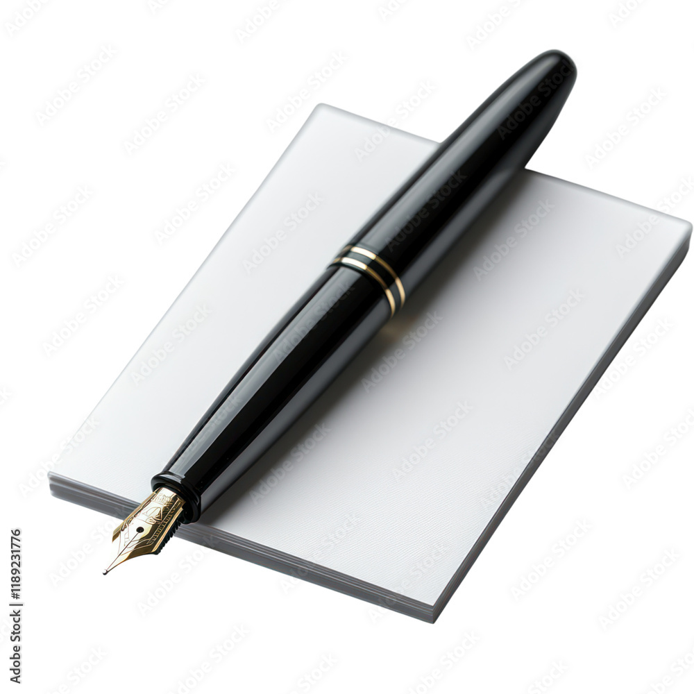 Elegant Fountain Pen Resting on a Blank Notecard Elegant Fountain Pen Resting on a Blank Notecard