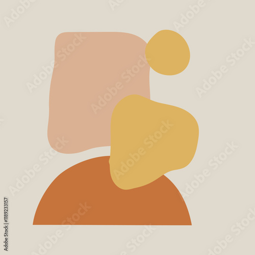 Vector illustration. Abstract composition with smooth shapes and pastel shades. Rounded shapes and soft texture dominate.