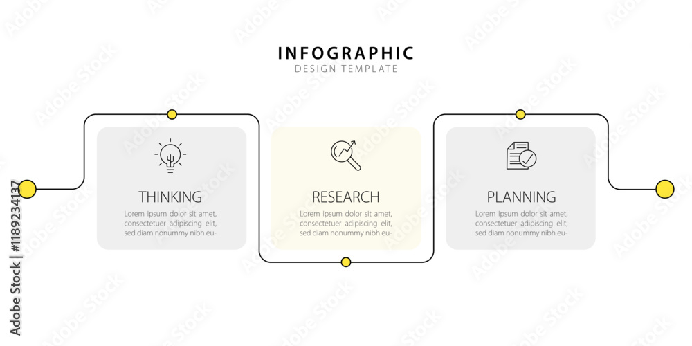 Business infographic template. 3 Step timeline journey. Process diagram, 3 options on white background, social media post, Infograph elements vector illustration.