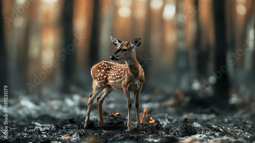 A lone fawn amidst the ashes: resilience in the face of forest fire