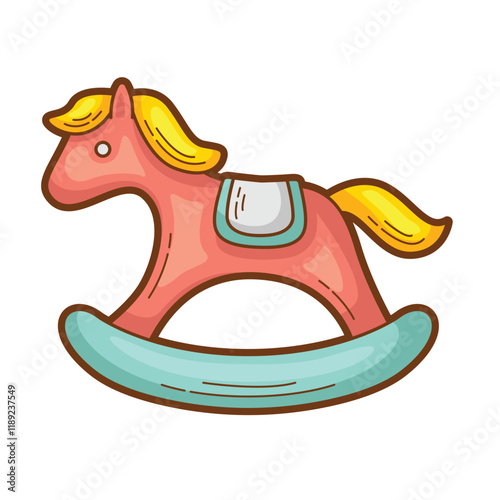 Cute pink rocking horse toy ideas for children's product designs, nursery decorations, baby shower invitations, and toy catalogs