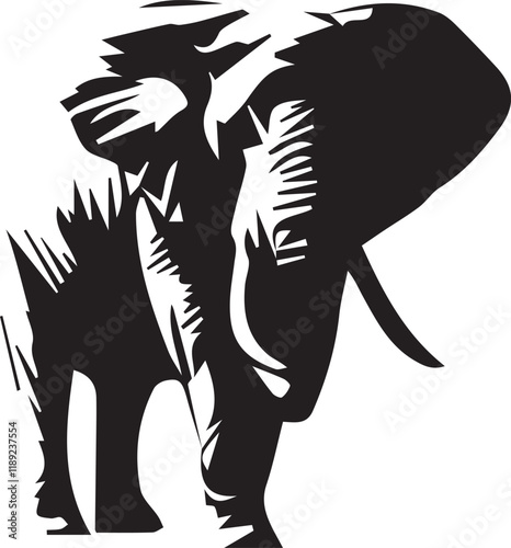 Elephant silhouette vector EPS