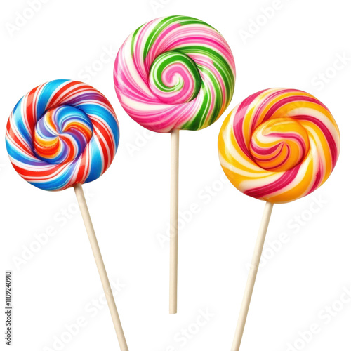 Wallpaper Mural Vibrant Swirl Lollipops: A Delightful Trio of Colorful Candy Torontodigital.ca