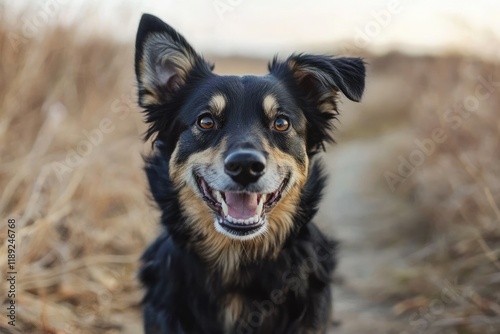 Happy Dog Smiling Outdoors in Nature photo