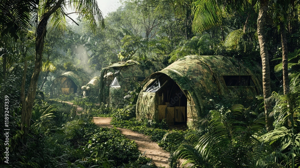 Secluded Eco-Friendly Cabins Nestled in Lush Jungle Environment Secluded Eco-Friendly Cabins Nestled in Lush Jungle Environment