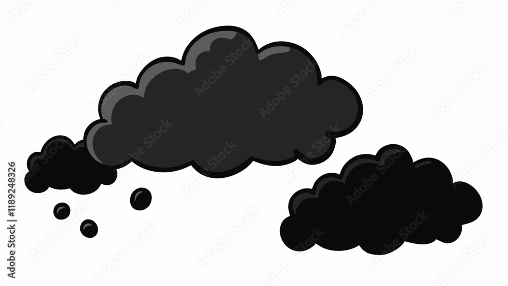 Dark Cartoon Clouds: Black Smoke Clipart for Storm, Pollution, and Weather-Themed Designs.
