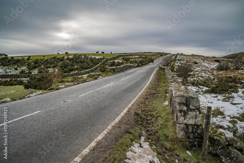 Dartmoor road in the depth of winter photo