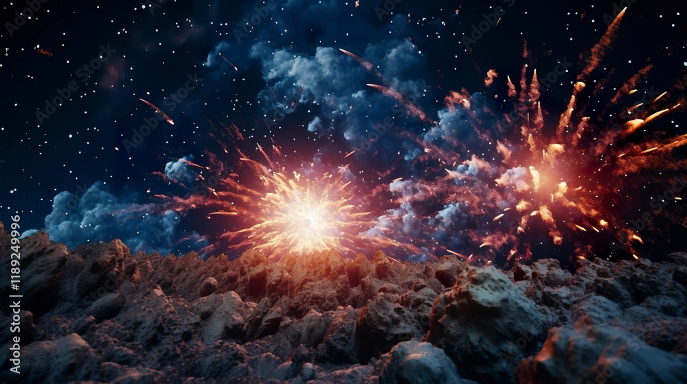 Fototapeta premium A photo of fireworks and space debris