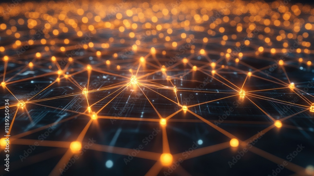 Fototapeta premium Digital network connections glowing in a geometric pattern