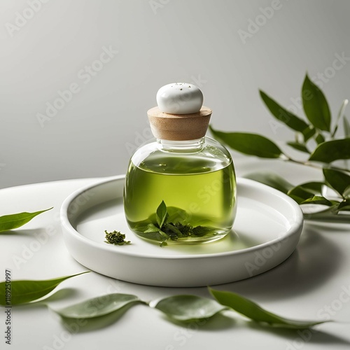 oil and herbs, botel mockup photo