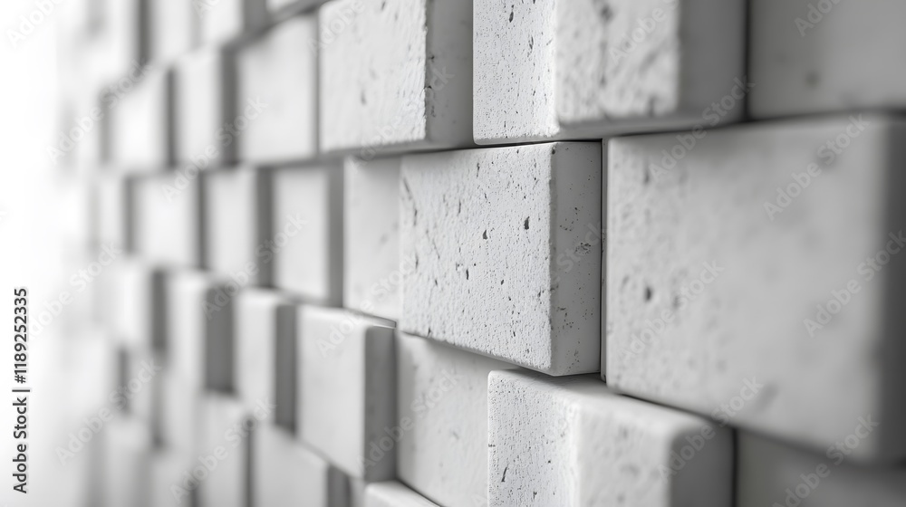 Fototapeta premium White Cubic Brick Wall Texture Pattern Design