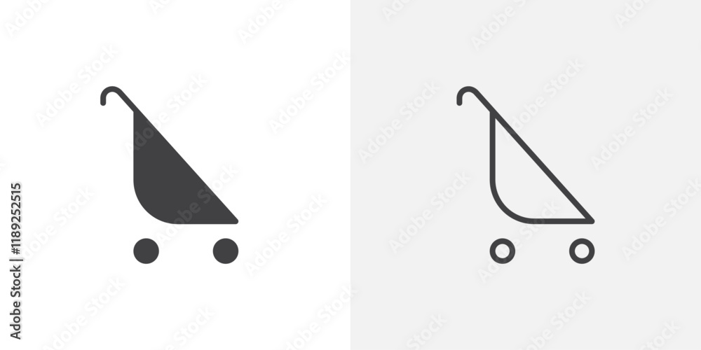 Φωτογραφία Baby pushchair icon flat and simple set design