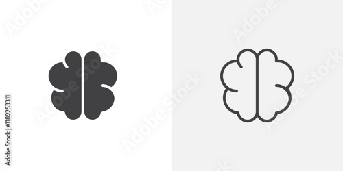 Brain icon flat and simple set design