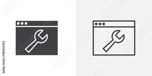 Browser tool icon flat and simple set design