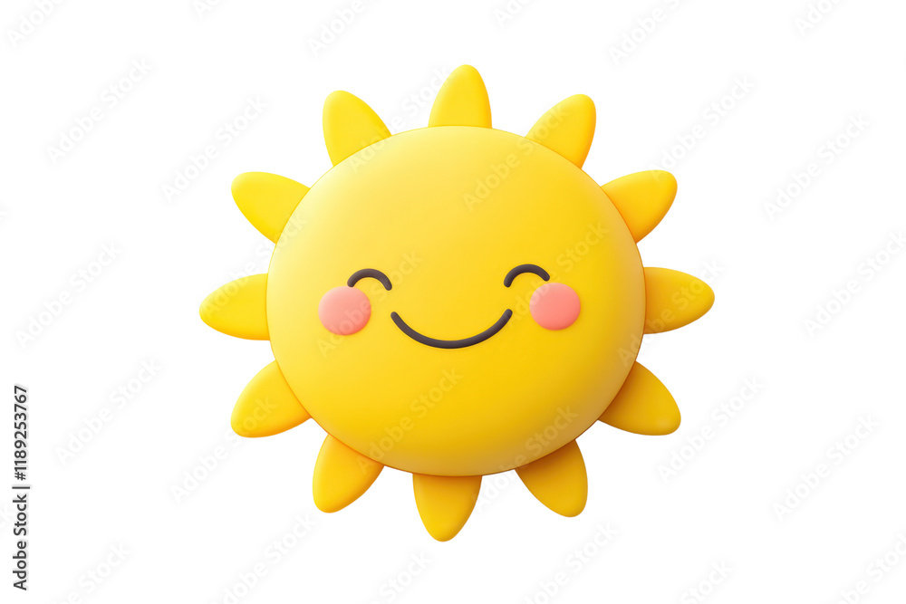 Happy sun with a beaming face, featuring rounded rays and an innocent smile, ideal for kids illustrations and playful sticker designs. Happy sun with a beaming face, featuring rounded rays and an innocent smile, ideal for kids illustrations and playful sticker designs.