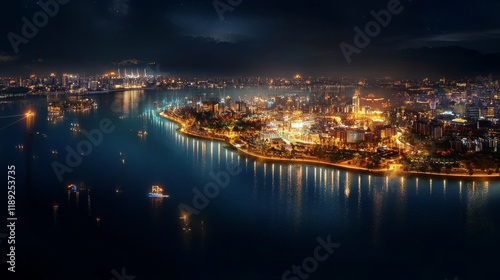 city skyline at night