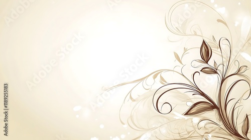 Wallpaper Mural Elegant Floral Design on Beige Background Torontodigital.ca
