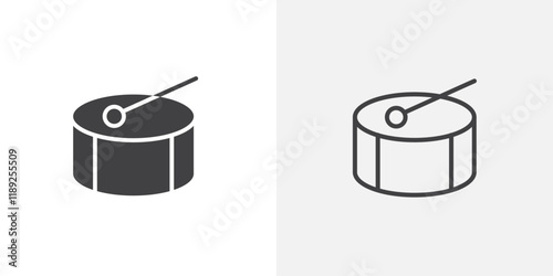 Drum icon flat and simple set design