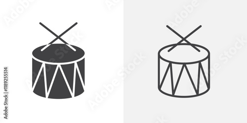 Drum icon flat and simple set design