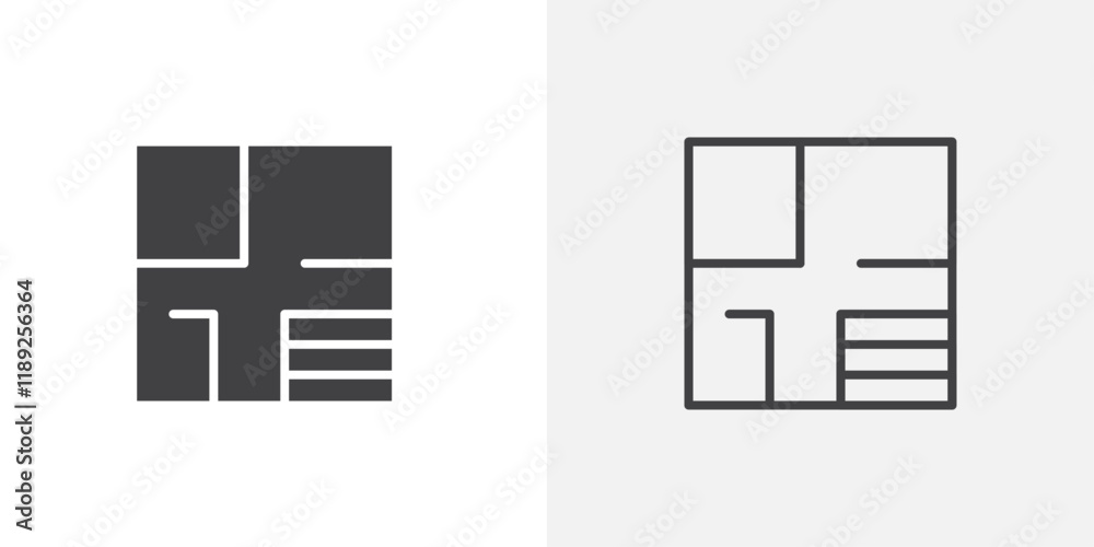 Floor plan icon flat and simple set design Floor plan icon flat and simple set design
