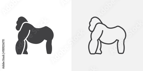 Gorilla icon flat and simple set design