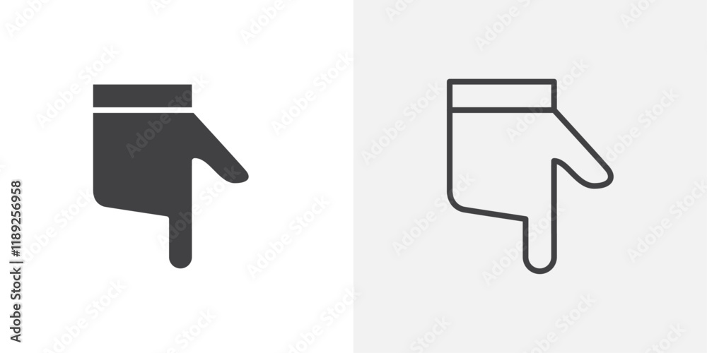 Hand arrow icon flat and simple set design Hand arrow icon flat and simple set design