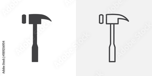 Hammer icon flat and simple set design