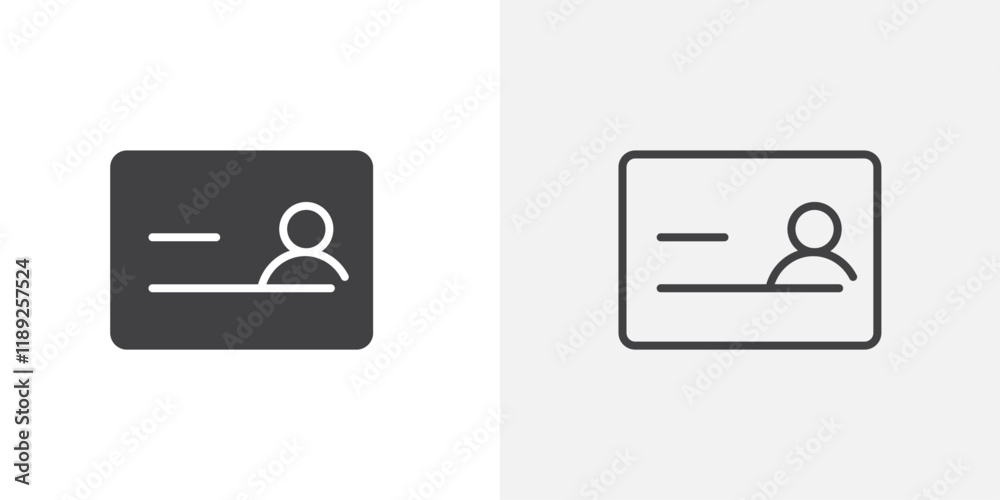 Id card icon flat and simple set design Id card icon flat and simple set design