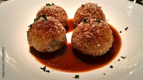 Crispy Arancini with Rich Tomato Sauce: A Culinary Delight photo