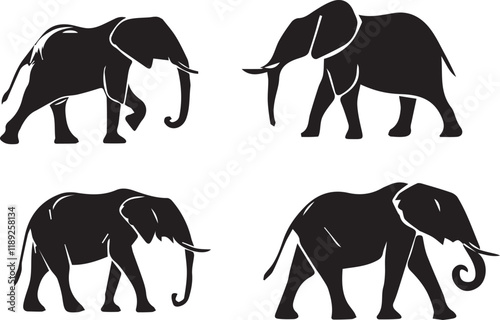 Elephant silhouette vector EPS SET