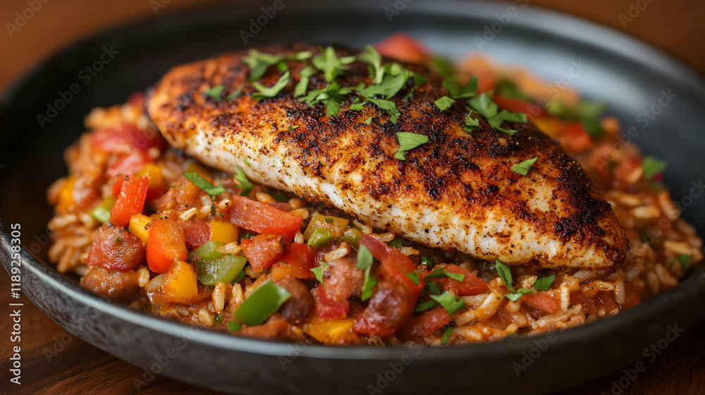 Cajun Spiced Chicken with Rice and Peppers Cajun Spiced Chicken with Rice and Peppers