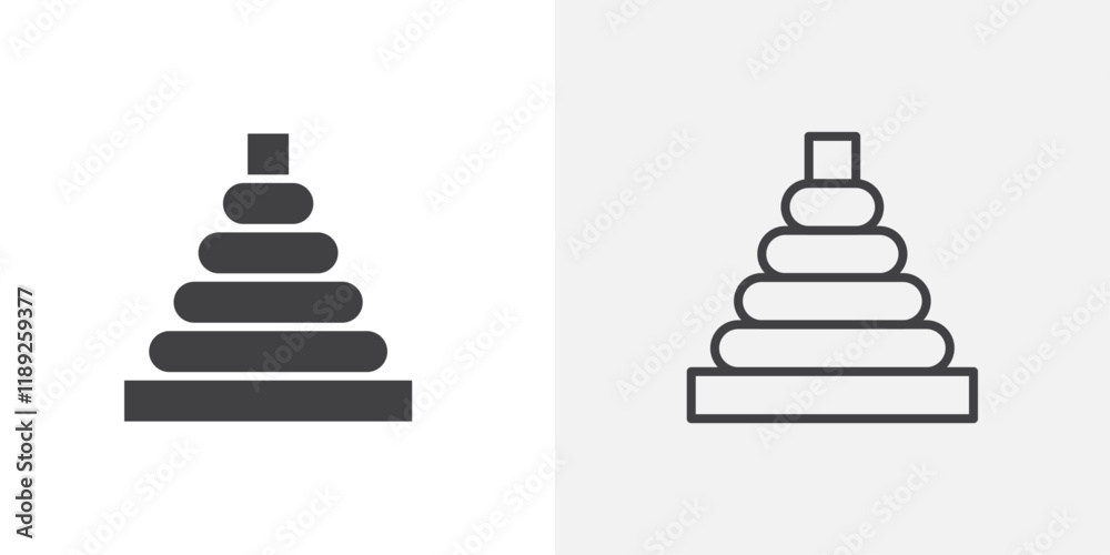 Pyramid rings icon flat and simple set design Pyramid rings icon flat and simple set design