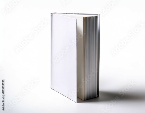 standing 3d magazine mockup with white blank cover isolated on white background closed vertical paperback book catalog or magazine mockup diminishing perspective