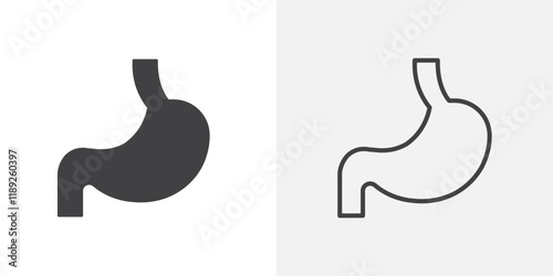 Stomach icon flat and simple set design