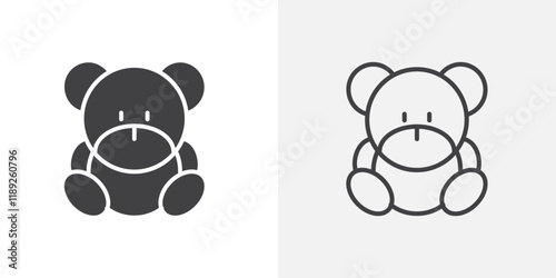 Teddy bear icon flat and simple set design
