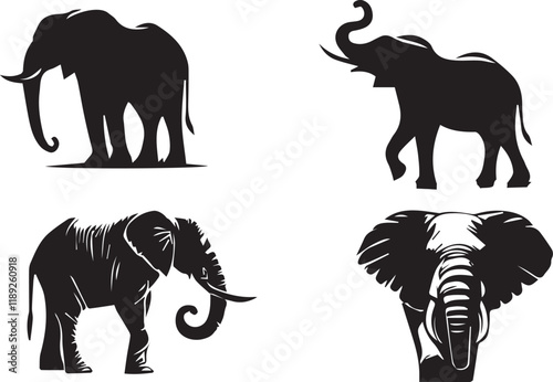 Elephant silhouette vector EPS SET