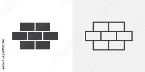 Wall bricks icon flat and simple set design