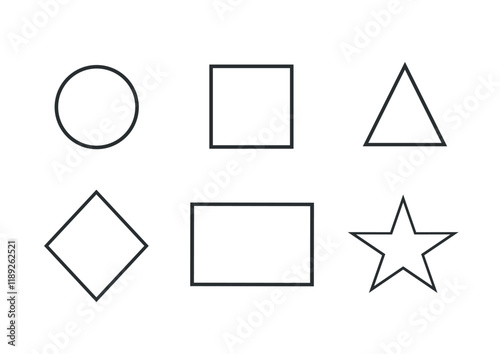 Obraz na płótnie basic geometric figures - coloring book for young children, kindergarten, school, simple print A4 sheet w salonie