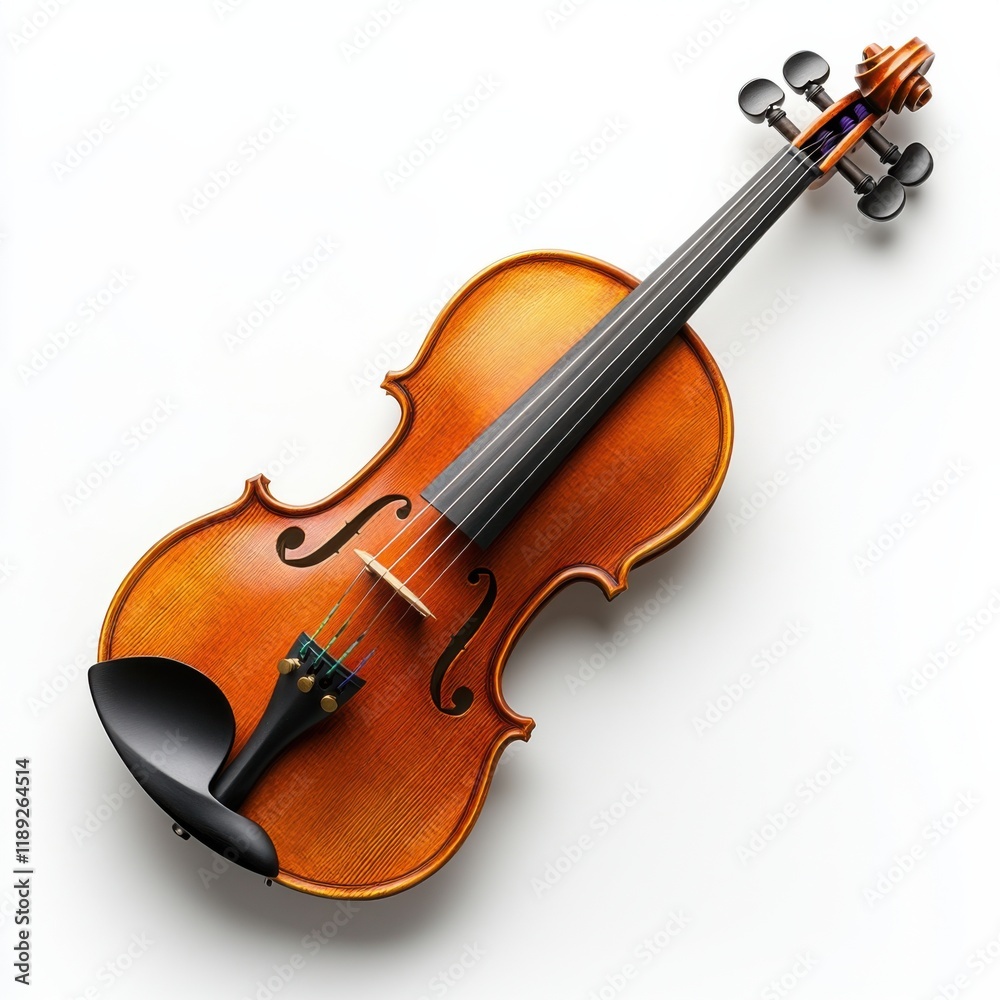 Fototapeta premium Classic wooden violin isolated on white background