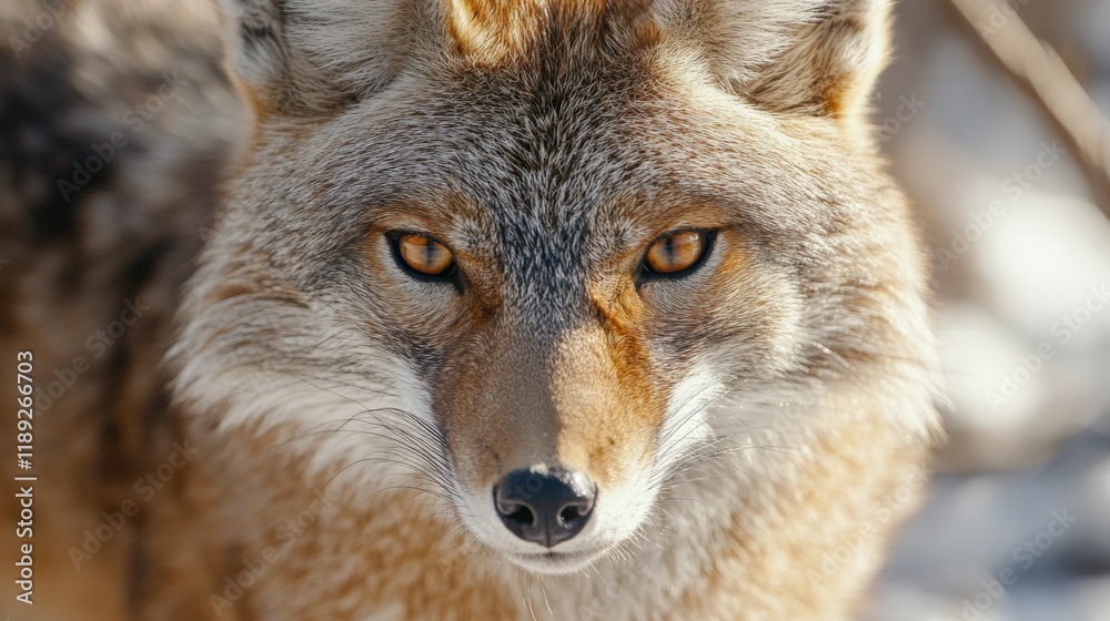 close up of a coyote looking directly at the viewer close up of a coyote looking directly at the viewer