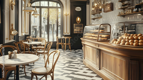 A Parisian Bakery: Exquisite Pastries and Coffee Shop Interior