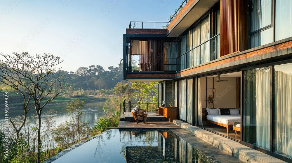 Modern Riverfront Villa with Scenic Views and Elegant Design Modern Riverfront Villa with Scenic Views and Elegant Design