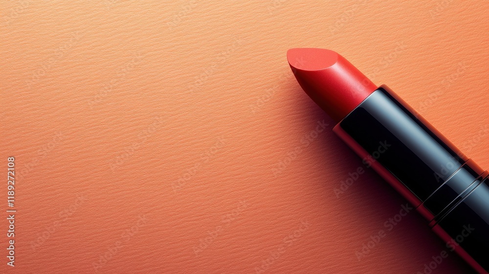 Vibrant Red Lipstick on Sparkly Orange Background in Artistic Close-Up Shot for Fashion and Beauty Advertising and Editorial Use Vibrant Red Lipstick on Sparkly Orange Background in Artistic Close-Up Shot for Fashion and Beauty Advertising and Editorial Use