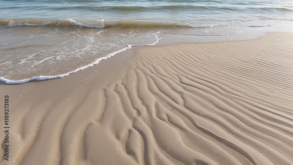Serene sandy beach with gentle waves and ripples Serene sandy beach with gentle waves and ripples